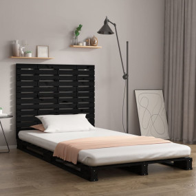 Wall Headboard Black Solid pine wood 37.8 x 1.2 x 36.0 ...