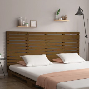 Wall Headboard Honey Brown Solid Pine Wood Medium Wall ...