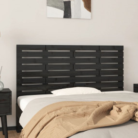 Wall Headboard Black Solid pine wood 49.6 x 1.2 x 24.8 ...