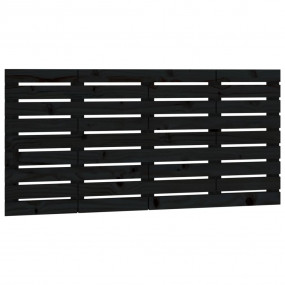 Wall Headboard Black Solid pine wood 57.5x1.2x24.8 in