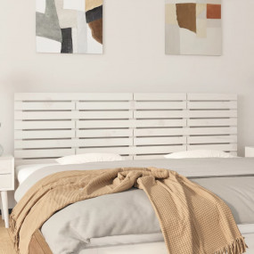 Wall Headboard White Solid pine wood 65.4 in x 1.2 in x...