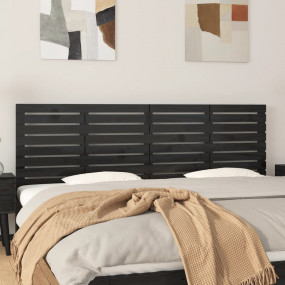 Wall Headboard Black Solid pine wood 73.2 x 1.2 x 24.8 ...
