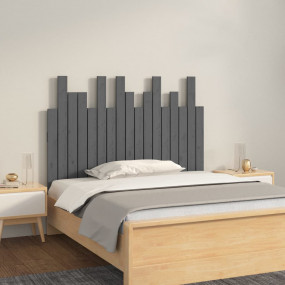 Wall Headboard Grey Solid pine wood 42.5 x 1.2 x 31.5 i...