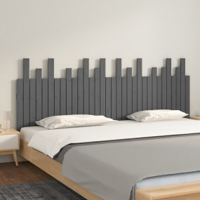 Wall Headboard Grey Solid pine wood 80.3 x 1.2 x 31.5 i...