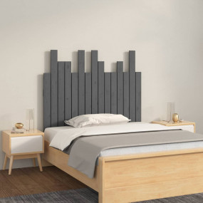 Wall Headboard Grey Solid pine wood 37.6 x 1.2 x 31.5 i...