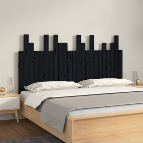 Wall Headboard Black Solid pine wood 57.7 x 1.2 x 31.5 ...