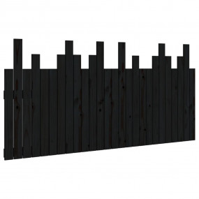 Wall Headboard Black Solid pine wood 65.4 x 1.2 x 31.5 ...
