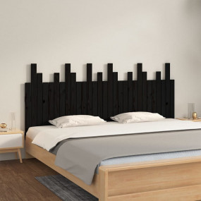 Wall Headboard Black Solid Pine Wood 72.8 x 1.2 x 31.5 ...