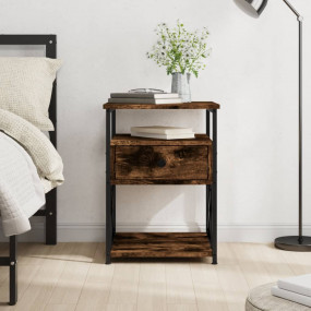 Bedside Cabinet Smoked oak Engineered wood and iron Med...
