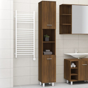 Bathroom Cabinet Brown Oak Engineered Wood Tall Storage