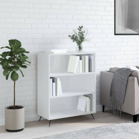 Bookcase High gloss white Engineered wood and metal Med...