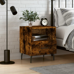 Bedside Cabinet Smoked oak Engineered wood, iron, alumi...