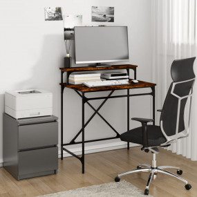 Desk Smoked Oak Engineered Wood 31.5 x 19.7 x 35.4 in I...