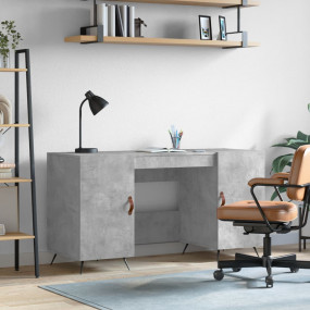 Desk Concrete Grey Engineered wood, iron, faux leather ...