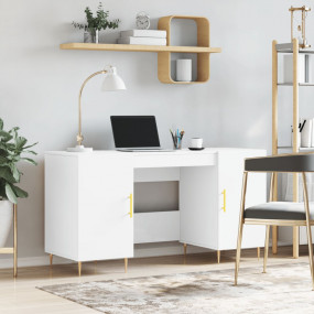 Desk White Engineered wood, iron Compact Desk Rectangul...