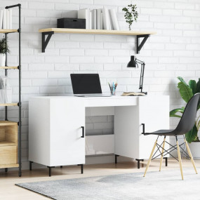 Desk High gloss white Engineered wood and iron Medium D...