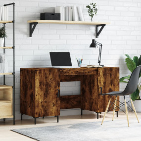Desk Smoked Oak Engineered wood, Iron 55.1 in x 19.7 in...
