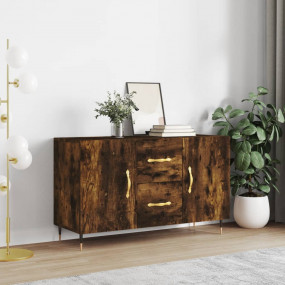 Sideboard Smoked Oak Engineered Wood and Metal Medium S...