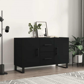 Sideboard Black Engineered wood, Metal Sideboard Rectan...