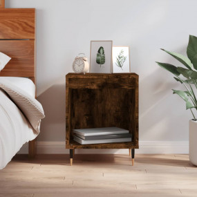 Bedside Cabinet Smoked Oak Engineered Wood Compact