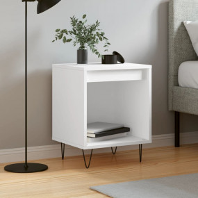Bedside Cabinet White Engineered wood, metal legs Mediu...