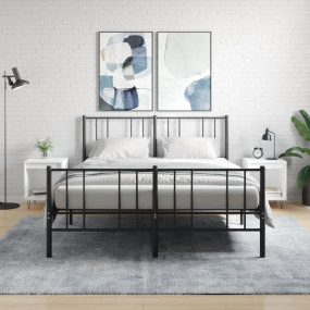 Bedside Cabinet Set of 2 White Engineered wood, metal M...