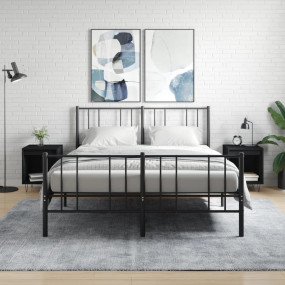 Bedside Cabinet Set of 2 Black Engineered wood, metal M...