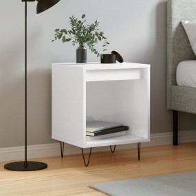 Bedside Cabinet High gloss white Engineered wood Standa...