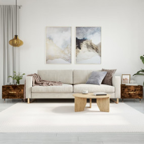 Coffee Table Set of 2 Smoked Oak Engineered wood, Iron ...