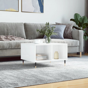 Coffee Table High gloss white Engineered wood, metal Me...