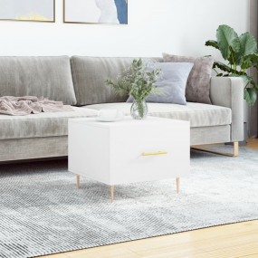 Coffee Table White Engineered wood, Iron 19.7x19.7x15.7...