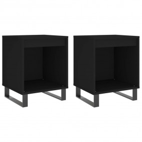 Bedside Cabinet Set of 2 Black Engineered wood, Metal