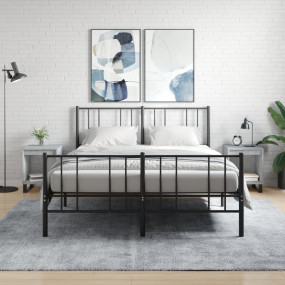 Bedside Cabinet Set of 2 Concrete Grey Engineered Wood,...