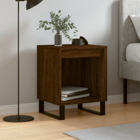 Bedside Cabinet Brown Oak Engineered Wood Compact Bedsi...