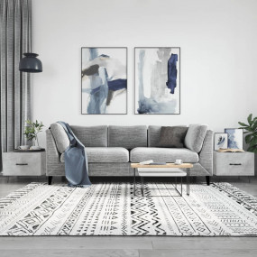 Coffee Table Set of 2 Concrete Grey Engineered wood, Ir...