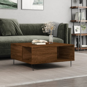 Coffee Table Brown Oak Engineered Wood 31.5x31.5x14.4 i...