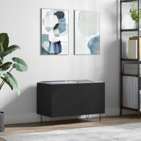 Record Cabinet Black Engineered wood, Iron Medium Cabin...