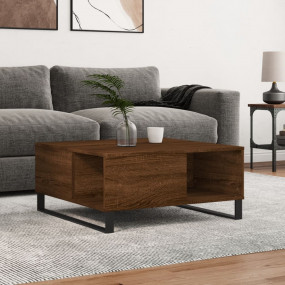 Coffee Table Brown Oak Engineered Wood, Metal Medium Co...