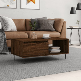 Coffee Table Brown Oak Engineered Wood, Metal 35.4 x 19...