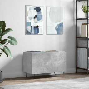 Record Cabinet Concrete Gray Engineered Wood, Iron Medi...