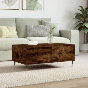 Coffee Table Smoked Oak Engineered Wood, Metal Medium