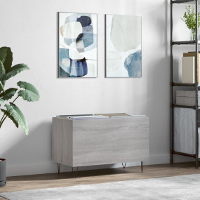 Record Cabinet Grey Sonoma Engineered Wood, Iron Medium