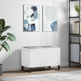 Record Cabinet White Engineered wood Medium Vinyl Stora...