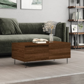 Coffee Table Brown Oak Engineered Wood, Metal Medium Co...