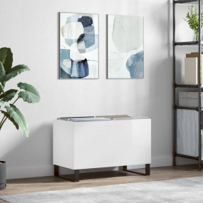 Record Cabinet Glossy White Engineered wood, Iron Mediu...