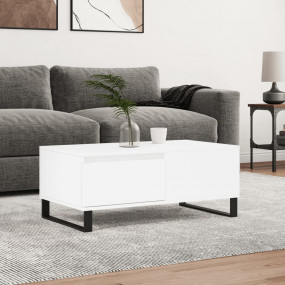 Coffee Table White Engineered wood, metal Medium Coffee...