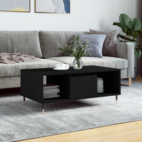 Coffee Table Black Engineered Wood Medium Coffee Table
