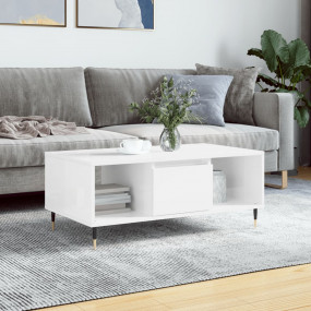 Coffee Table High gloss white Engineered wood, metal Me...