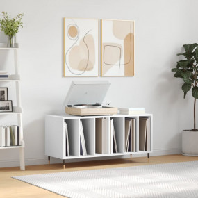 Record Cabinet White Engineered Wood, Iron Large Record...