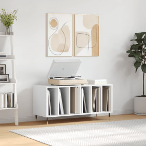 Record Cabinet High gloss white Engineered wood, Iron M...
